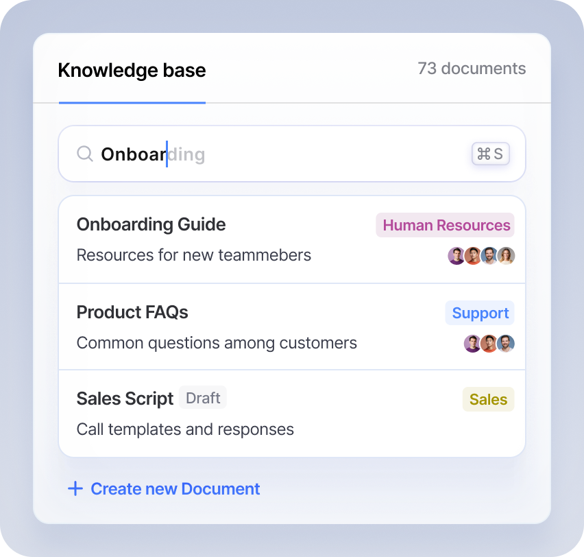 Shared knowledge base interface